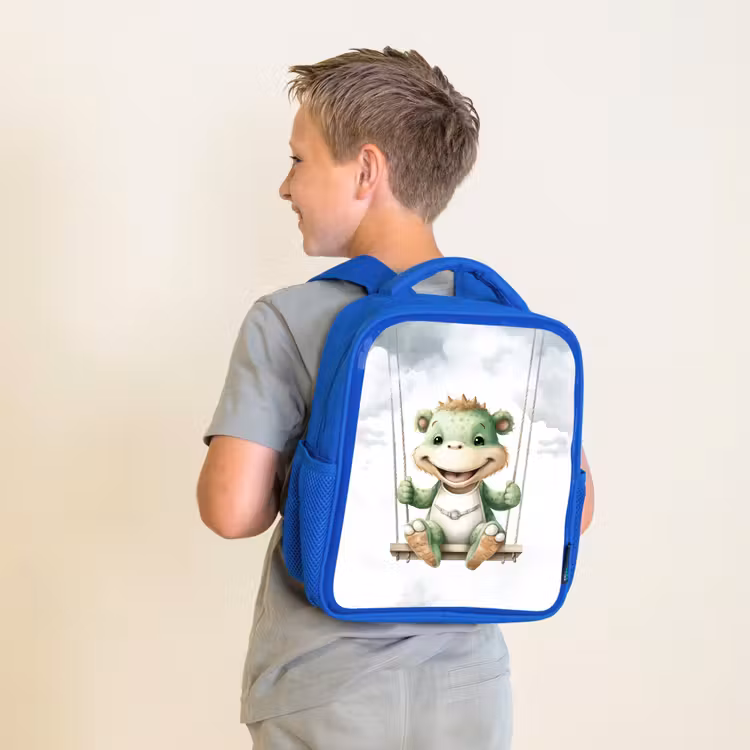 Draak - Baby dier - Kinderen Kinderrugzak - Blauw middel -sfeer2
