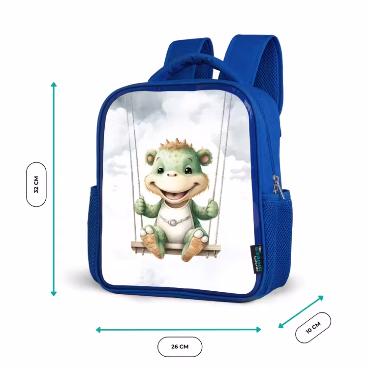 Draak - Baby dier - Kinderen Kinderrugzak - Blauw middel -productfoto_formaten