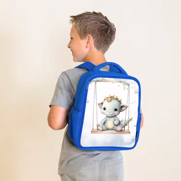 Draak - Baby dier - Kinderen Kinderrugzak - Blauw middel -sfeer2