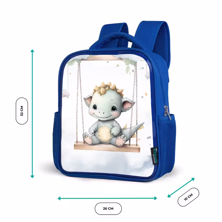 Draak - Baby dier - Kinderen Kinderrugzak - Blauw middel -productfoto_formaten