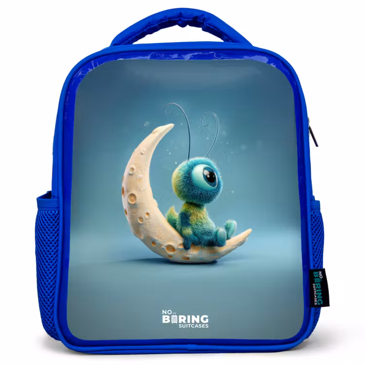 Dromerig Wezentje op de Maan Kinderrugzak - Blauw middel -3d