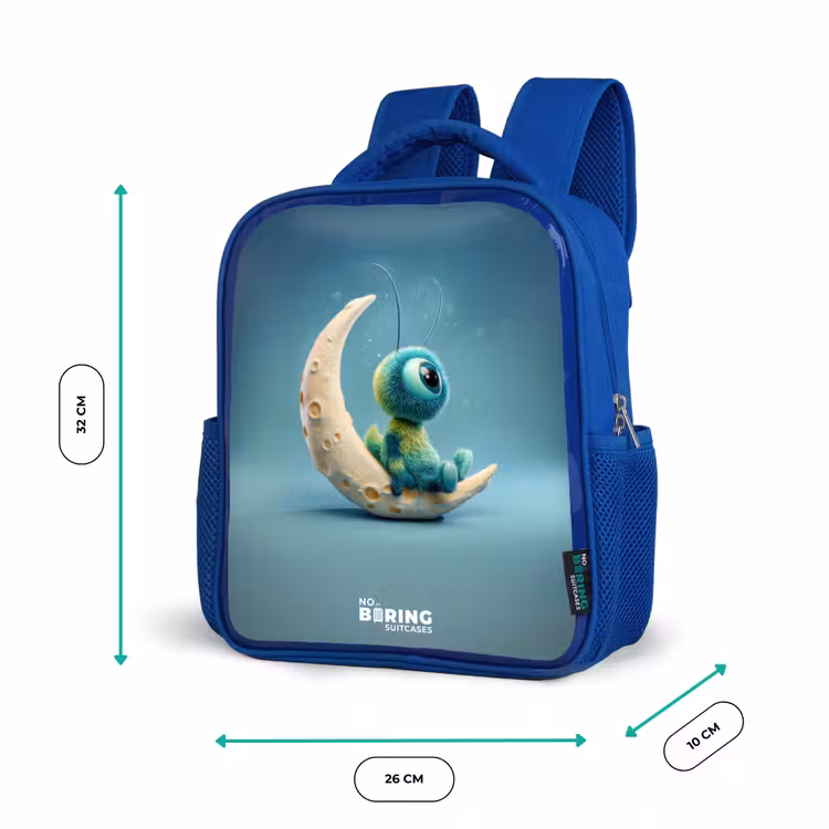 Dromerig Wezentje op de Maan Kinderrugzak - Blauw middel -productfoto_formaten