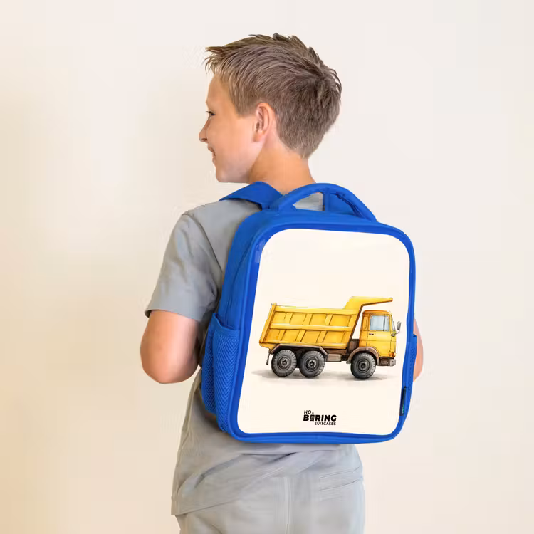 Kiepwagen - Getekend - Geel Kinderrugzak - Blauw middel -sfeer2