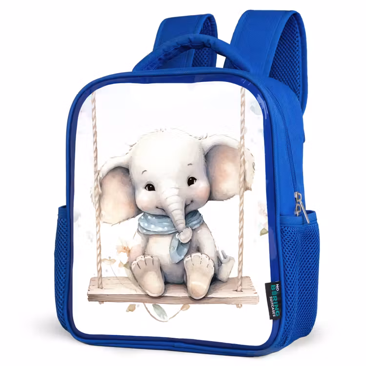 Olifant - Dier - Kinderen Kinderrugzak - Blauw middel -schuin