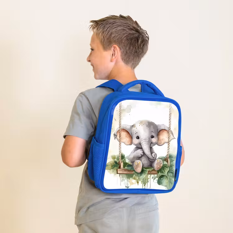 Olifant - Dier - Kinderen - Jungle Kinderrugzak - Blauw middel -sfeer2