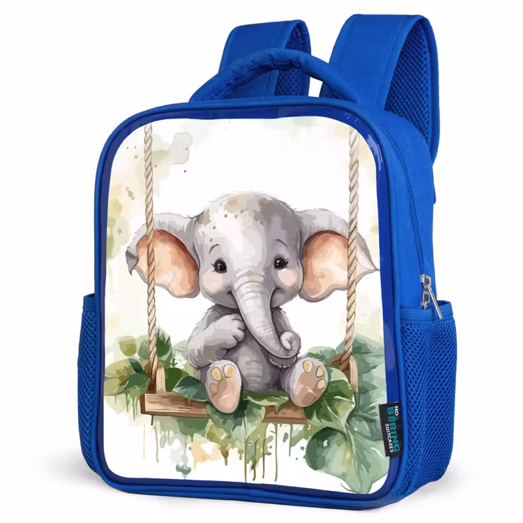 Olifant - Dier - Kinderen - Jungle Kinderrugzak - Blauw middel -schuin