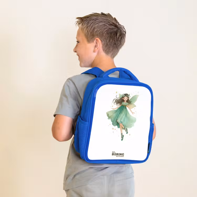 Zwevende groene elf Kinderrugzak - Blauw middel -sfeer2