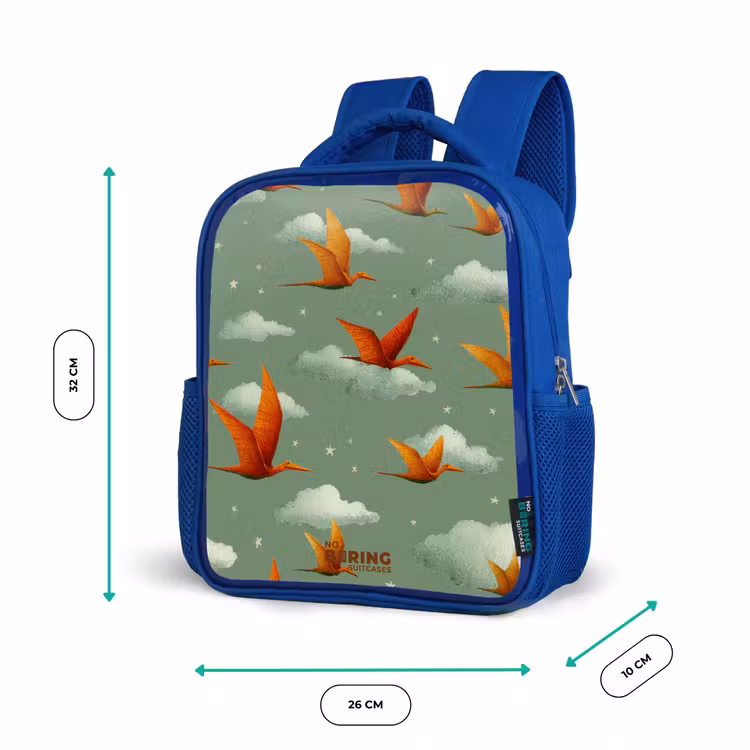 Vliegende pterosaurussen tussen sterren Kinderrugzak - Blauw middel -productfoto_formaten