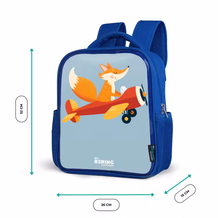 Vos - Vliegtuig - Vliegen Kinderrugzak - Blauw middel -productfoto_formaten