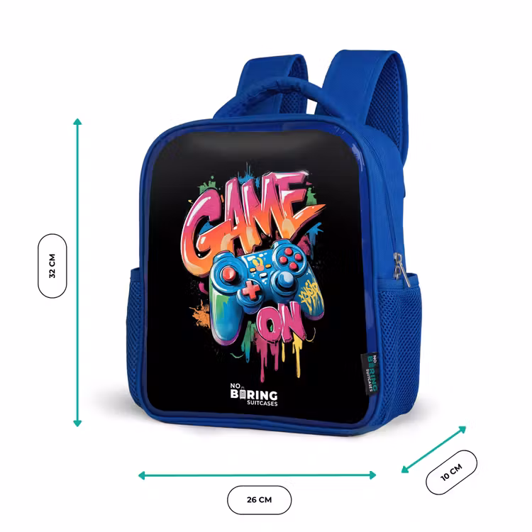 Game - Controller - Graffiti - Neon Kinderrugzak - Blauw middel -productfoto_formaten