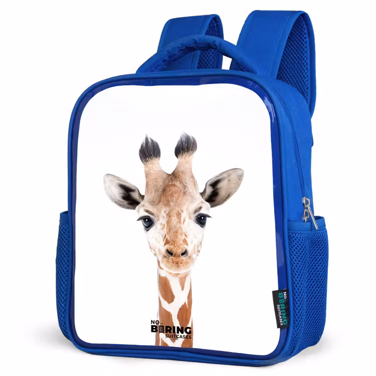 Gerrie Giraffe Kinderrugzak - Blauw middel -schuin