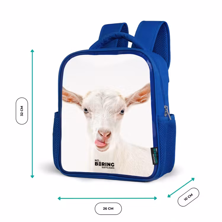 Geit die z'n Tong Uitsteekt Kinderrugzak - Blauw middel -productfoto_formaten