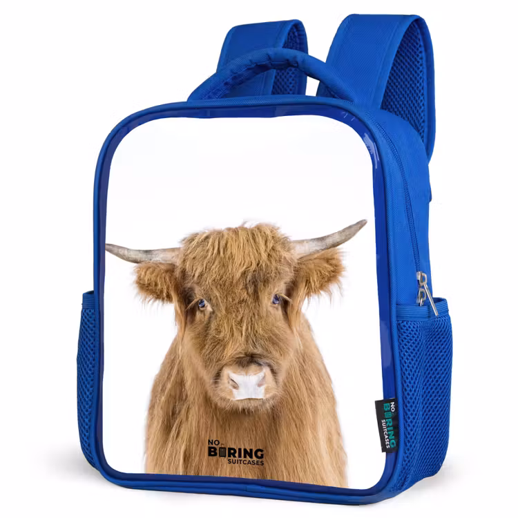 Halbe Hooglander Kinderrugzak - Blauw middel -schuin