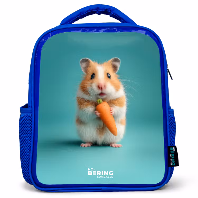 Hamster - Wortel - Dier Kinderrugzak - Blauw middel -3d
