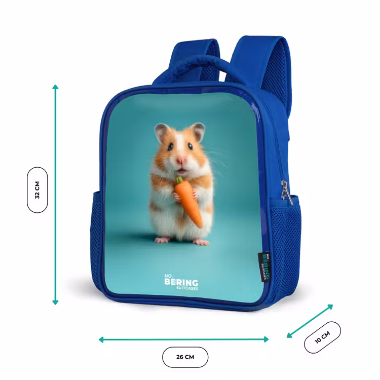 Hamster - Wortel - Dier Kinderrugzak - Blauw middel -productfoto_formaten