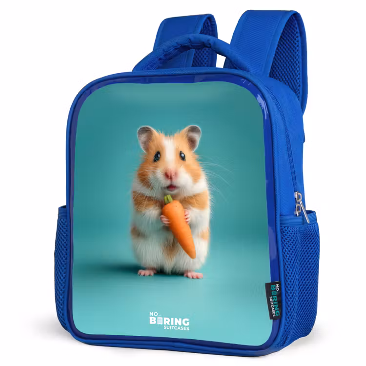 Hamster - Wortel - Dier Kinderrugzak - Blauw middel -schuin