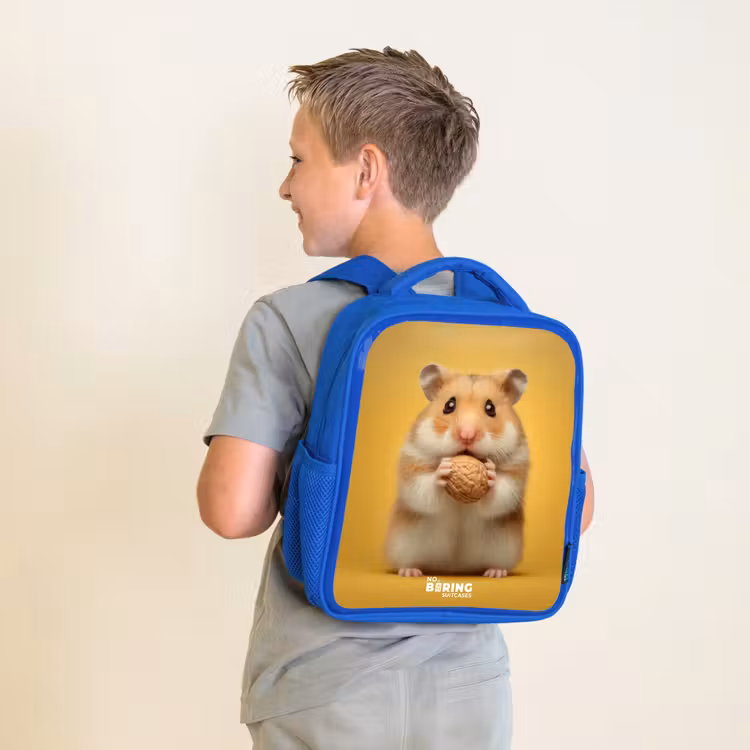 Hamster - Walnoot - Dier Kinderrugzak - Blauw middel -sfeer2