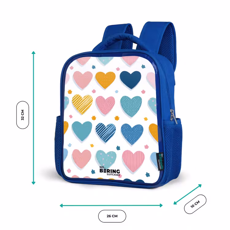 Hartenpatroon Kinderrugzak - Blauw middel -productfoto_formaten