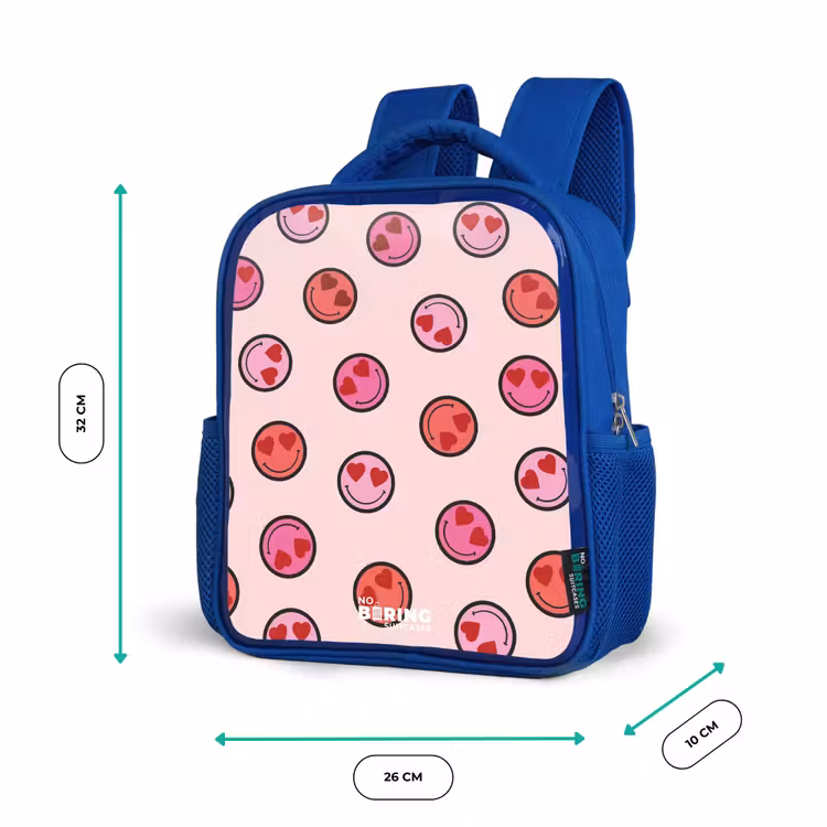 Hartje - Smiley - Patroon Kinderrugzak - Blauw middel -productfoto_formaten