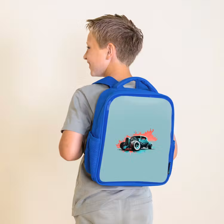 Hotrod turquoise Kinderrugzak - Blauw middel -sfeer2