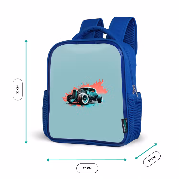Hotrod turquoise Kinderrugzak - Blauw middel -productfoto_formaten