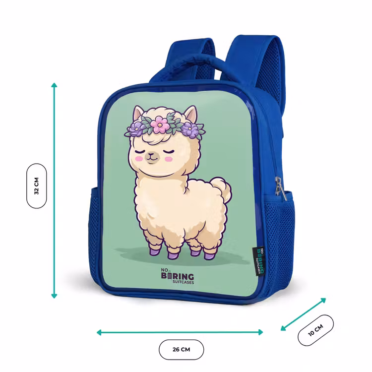 Kawai - Alpaca - Groen Kinderrugzak - Blauw middel -productfoto_formaten
