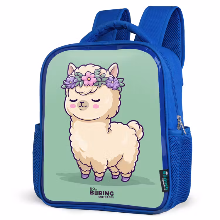 Kawai - Alpaca - Groen Kinderrugzak - Blauw middel -schuin