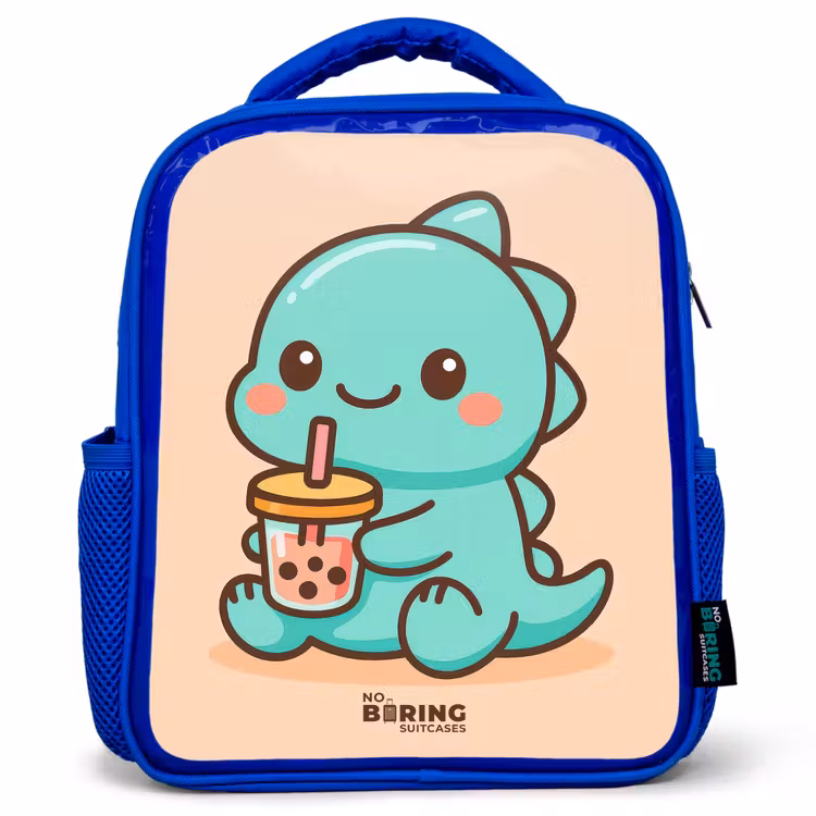 Kawai - Dino - Bubbletea Kinderrugzak - Blauw middel -3d