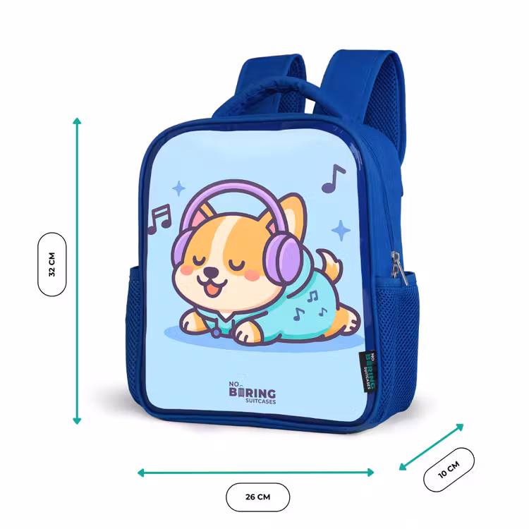 Kawai - Hond - Muziek Kinderrugzak - Blauw middel -productfoto_formaten