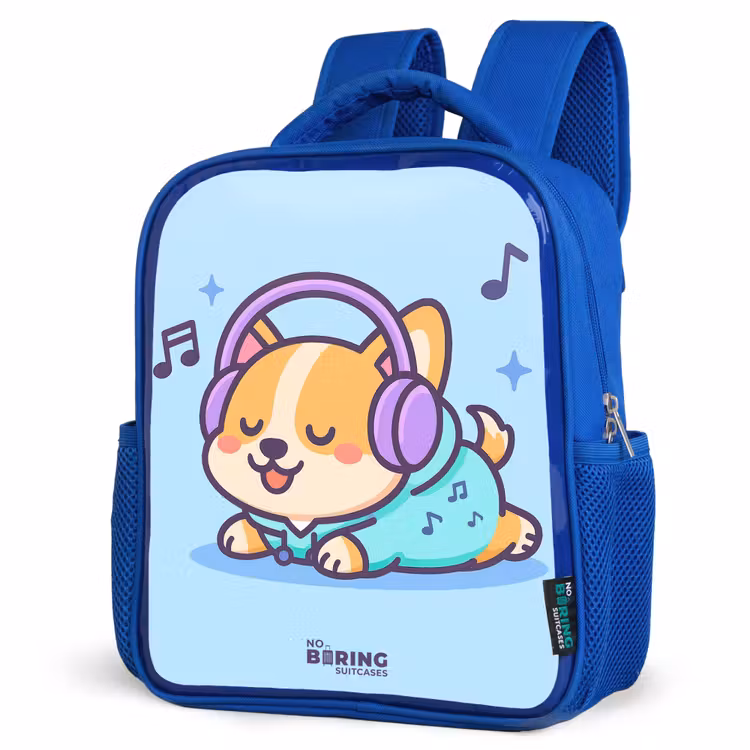 Kawai - Hond - Muziek Kinderrugzak - Blauw middel -schuin