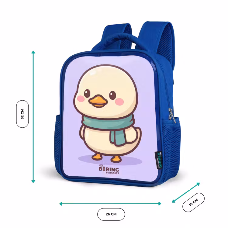 Kawai - Eend - Sjaal Kinderrugzak - Blauw middel -productfoto_formaten