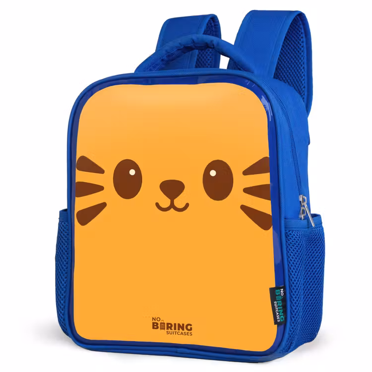 Kawai - Tijger - Oranje Kinderrugzak - Blauw middel -schuin