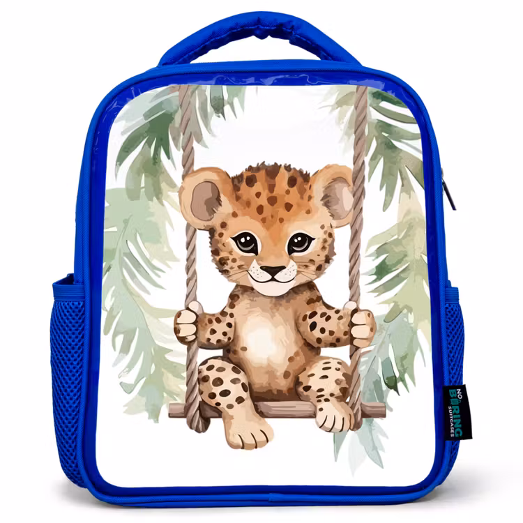 Luipaard - Dier - Kinderen - Jungle Kinderrugzak - Blauw middel -3d