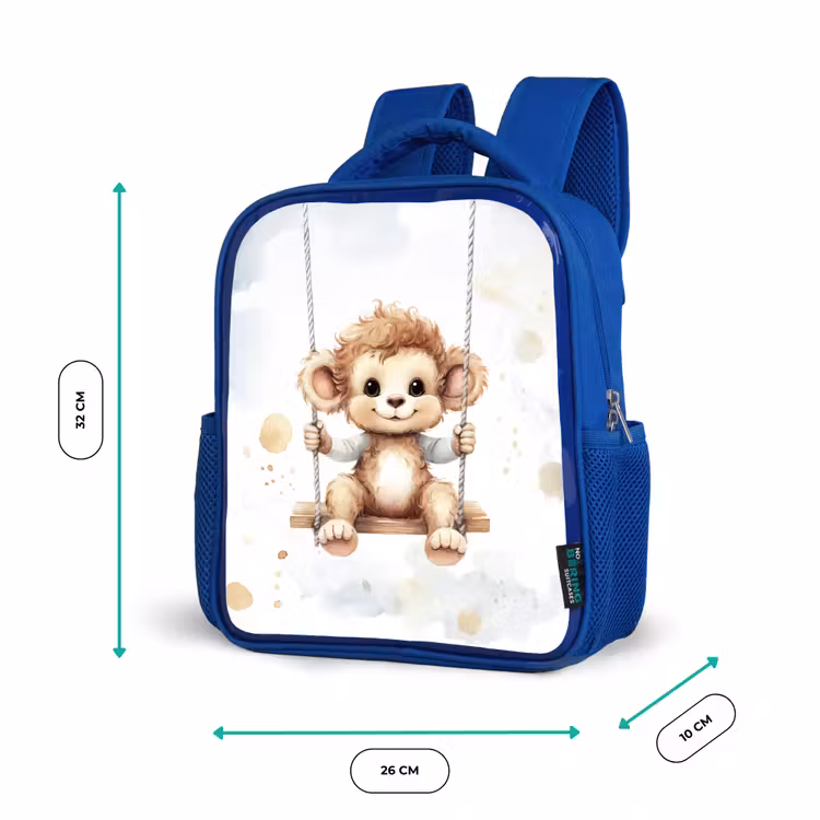 Aap - Dier - Kinderen Kinderrugzak - Blauw middel -productfoto_formaten