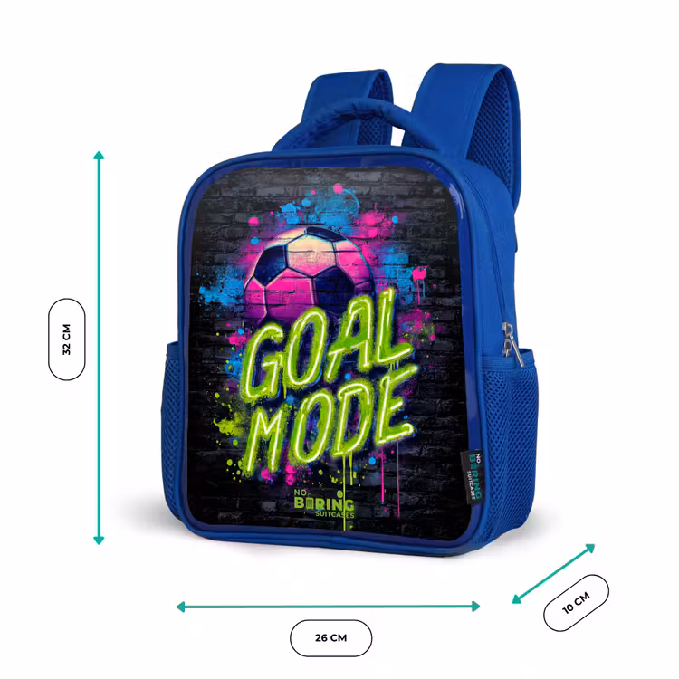 Neon - Graffiti - Voetbal - Kleurrijk Kinderrugzak - Blauw middel -productfoto_formaten
