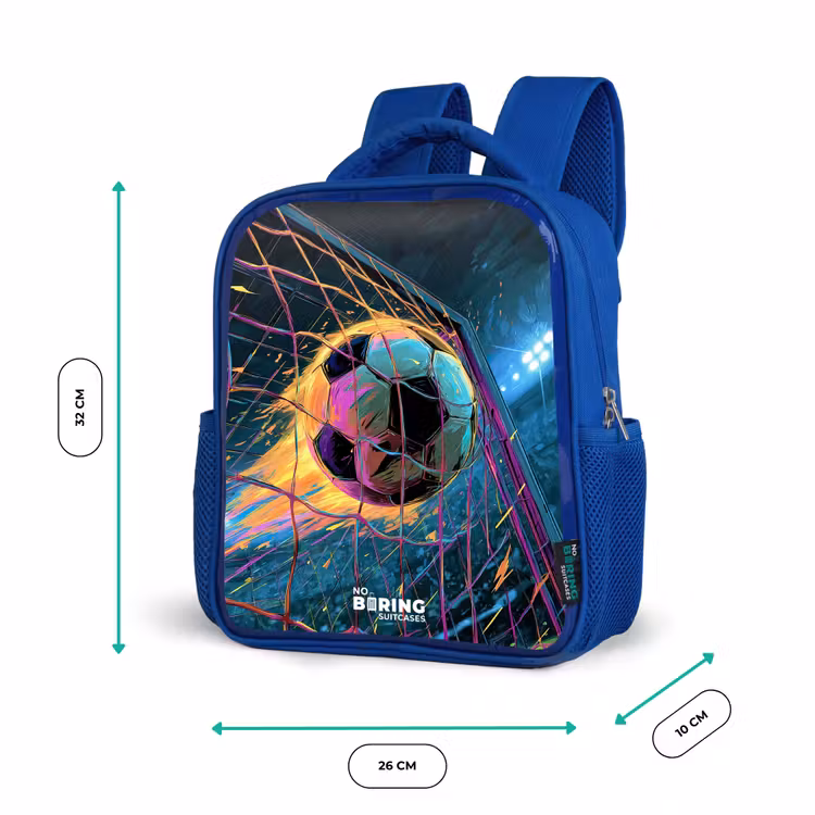 Neon - Net - Voetbal - Kleurrijk Kinderrugzak - Blauw middel -productfoto_formaten