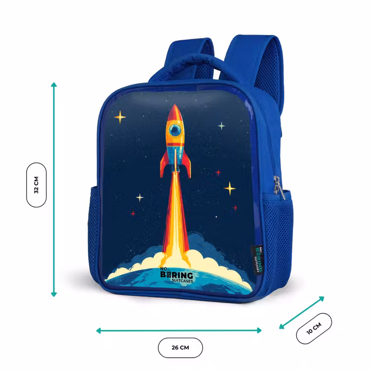 Planeet - Raket - Sterren - Donkerblauw Kinderrugzak - Blauw middel -productfoto_formaten