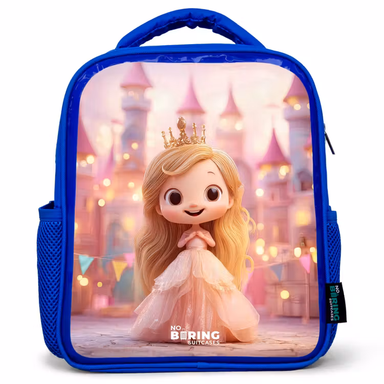 Prinses - Roze - Kasteel Kinderrugzak - Blauw middel -3d