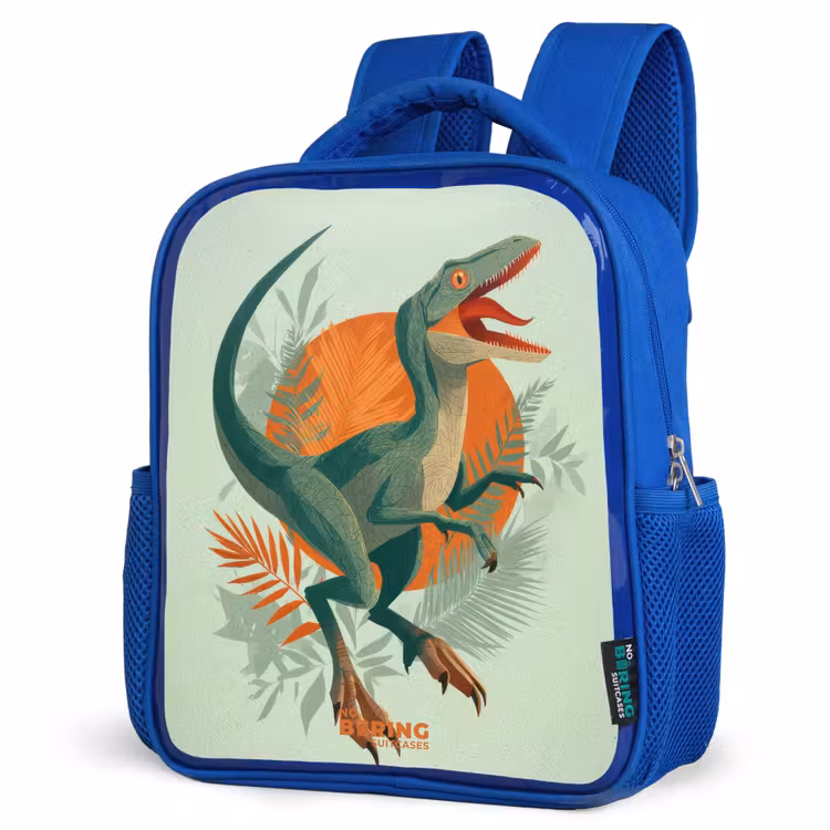 Sluipende jager met bladeren Kinderrugzak - Blauw middel -schuin