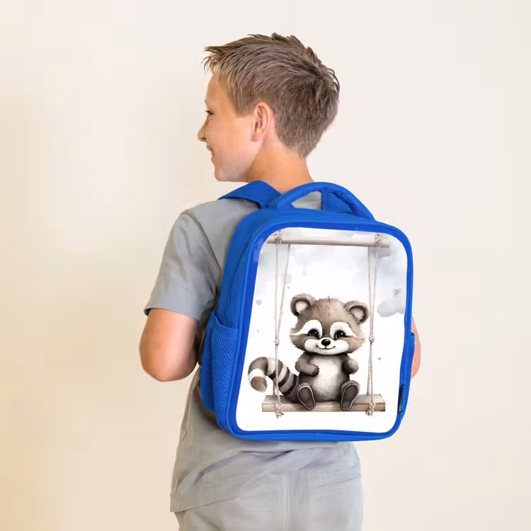 Wasbeer - Dier - Kinderen Kinderrugzak - Blauw middel -sfeer2