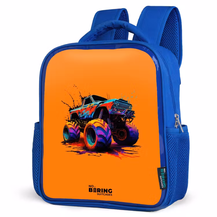 Rainbow Wheels Kinderrugzak - Blauw middel -schuin