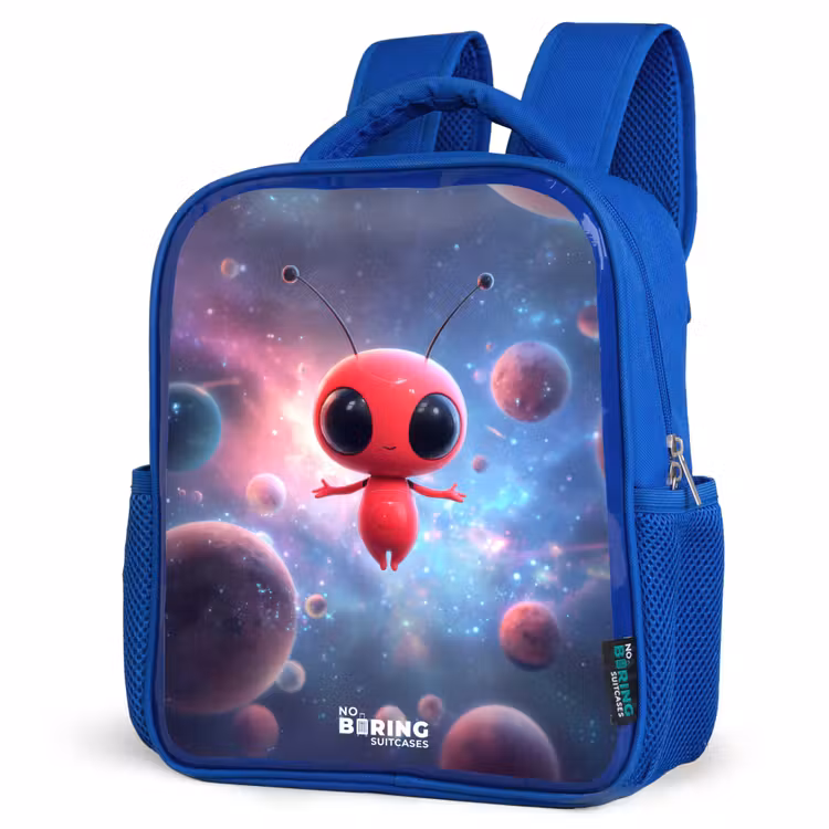 Rood Ruimtewezen in Kosmische Dans Kinderrugzak - Blauw middel -schuin