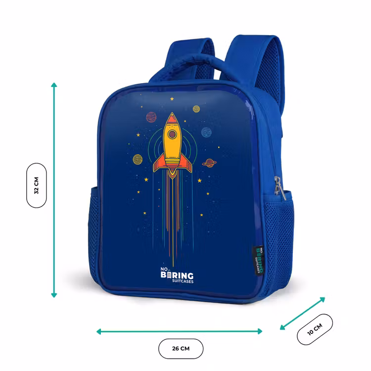 Raket - Planeten - Sterren Kinderrugzak - Blauw middel -productfoto_formaten