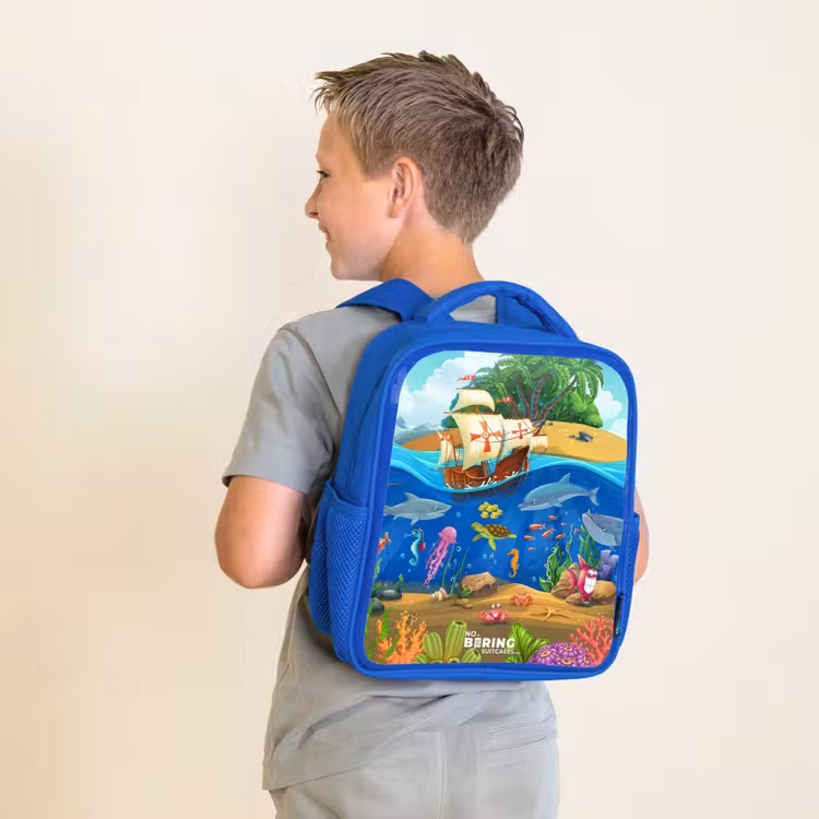 Zeilschip op de oceaan Kinderrugzak - Blauw middel -sfeer2