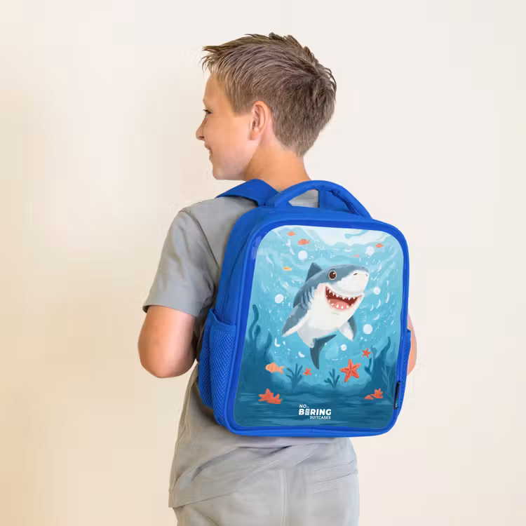 Haai - Water - Zee Kinderrugzak - Blauw middel -sfeer2