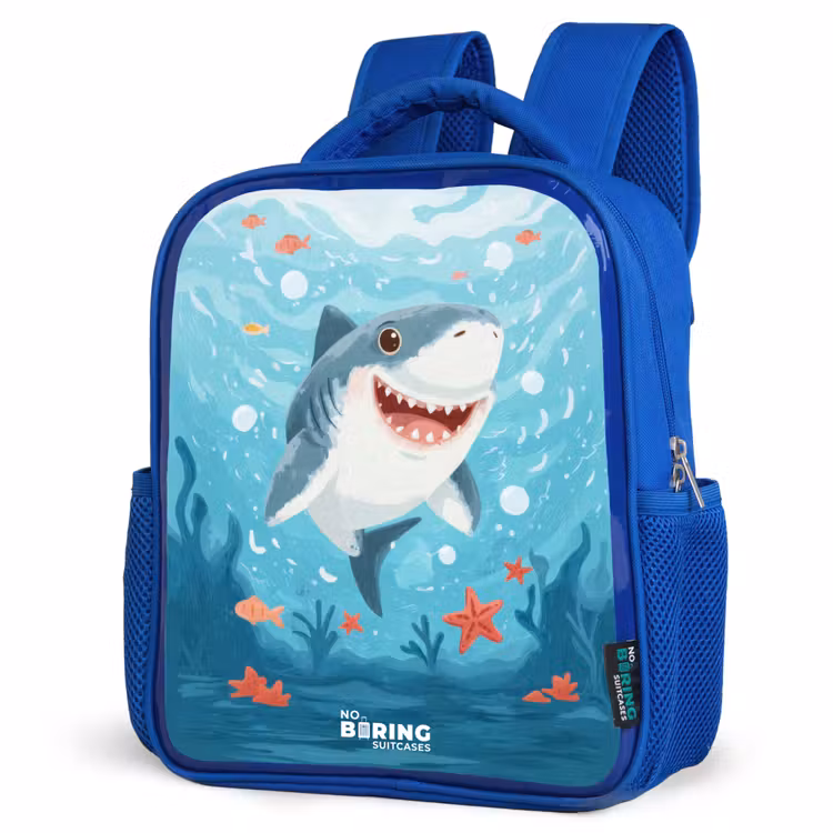 Haai - Water - Zee Kinderrugzak - Blauw middel -schuin