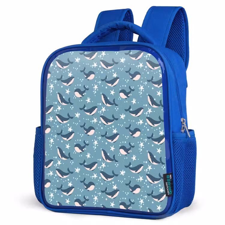 Klein - Oceaan - Walvis - Zeester Kinderrugzak - Blauw middel 862 -schuin