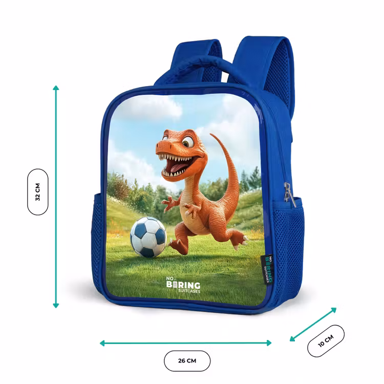 Voetbal - Dino - Sport Kinderrugzak - Blauw middel -productfoto_formaten