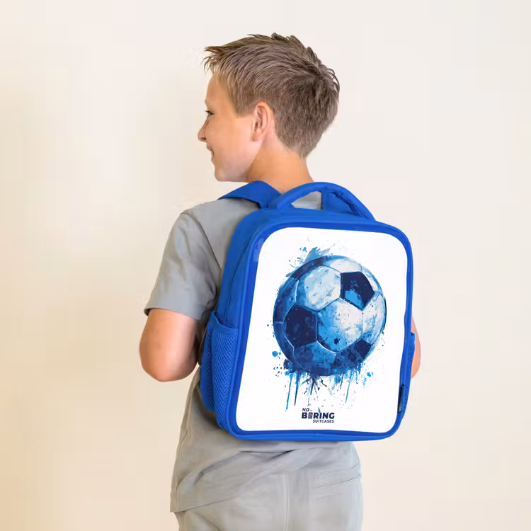 Voetbal - Inktspatten - Blauw - Bal Kinderrugzak - Blauw middel -sfeer2