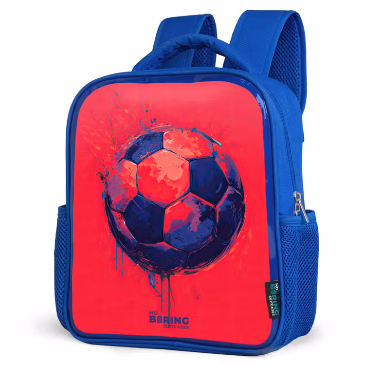Voetbal - Verf - Blauw - Rood Kinderrugzak - Blauw middel -schuin
